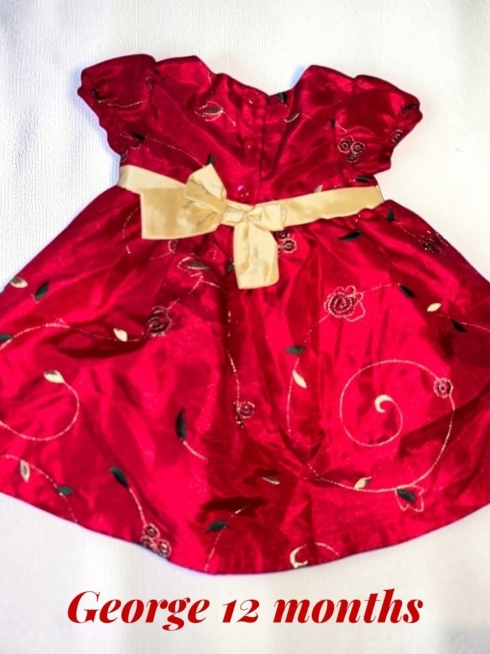George Red Dress with Gold Sash